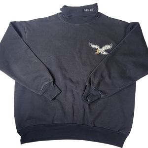 Vintage Philadelphia Eagles Size Large Pullover Turtleneck Sweatshirt Distressed
